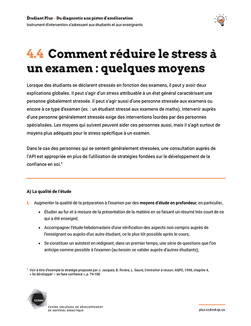 PDF Comment réduire le stress à un examen